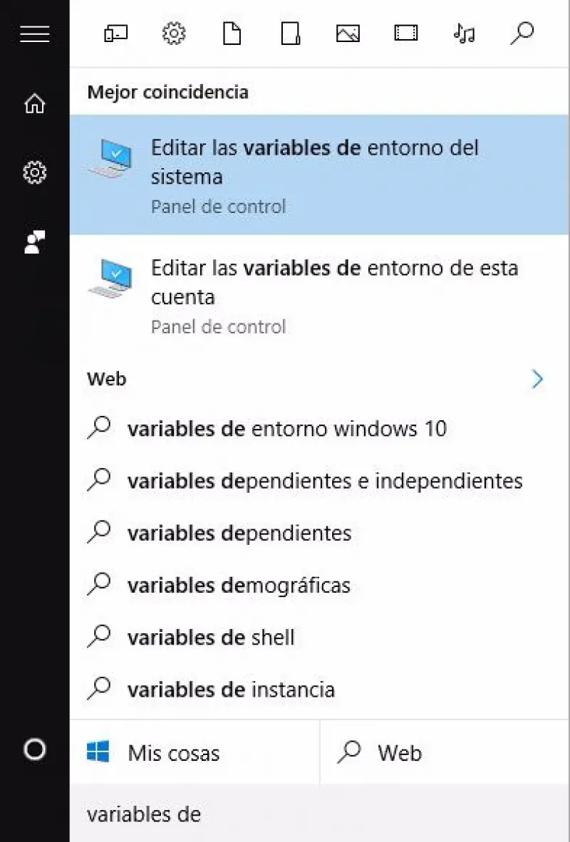 variables de entorno windows 10